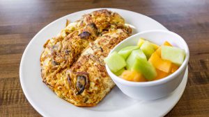 Create your own omelette (fluffy, grilled onion and mozzarella cheese)