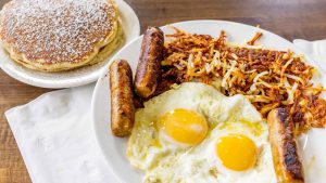 Sausages and eggs
